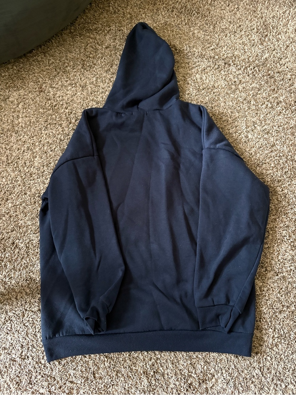 Charlotte Russe Navy Pullover Hoodie with Yellow Embroidered/Fuzzy Lettering - Picture 4 of 4